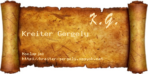 Kreiter Gergely névjegykártya